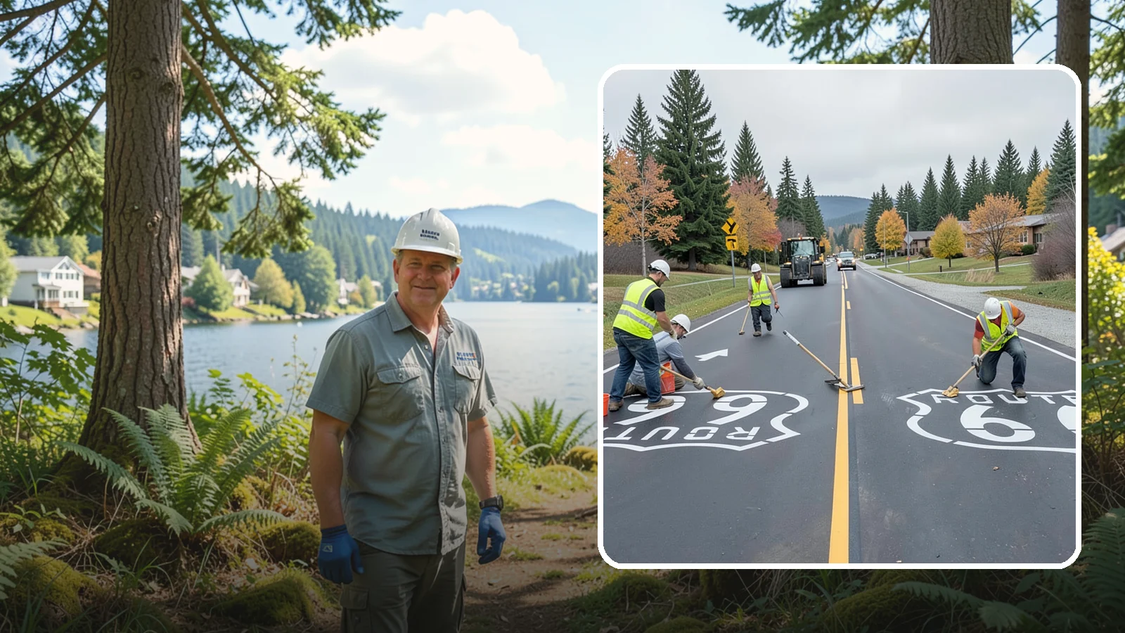 Pavement Legend Marking in Milton, King County, WA - Layout and application of pavement legends, arrows, and symbols to guide traffic and reinforce roadway regulations.