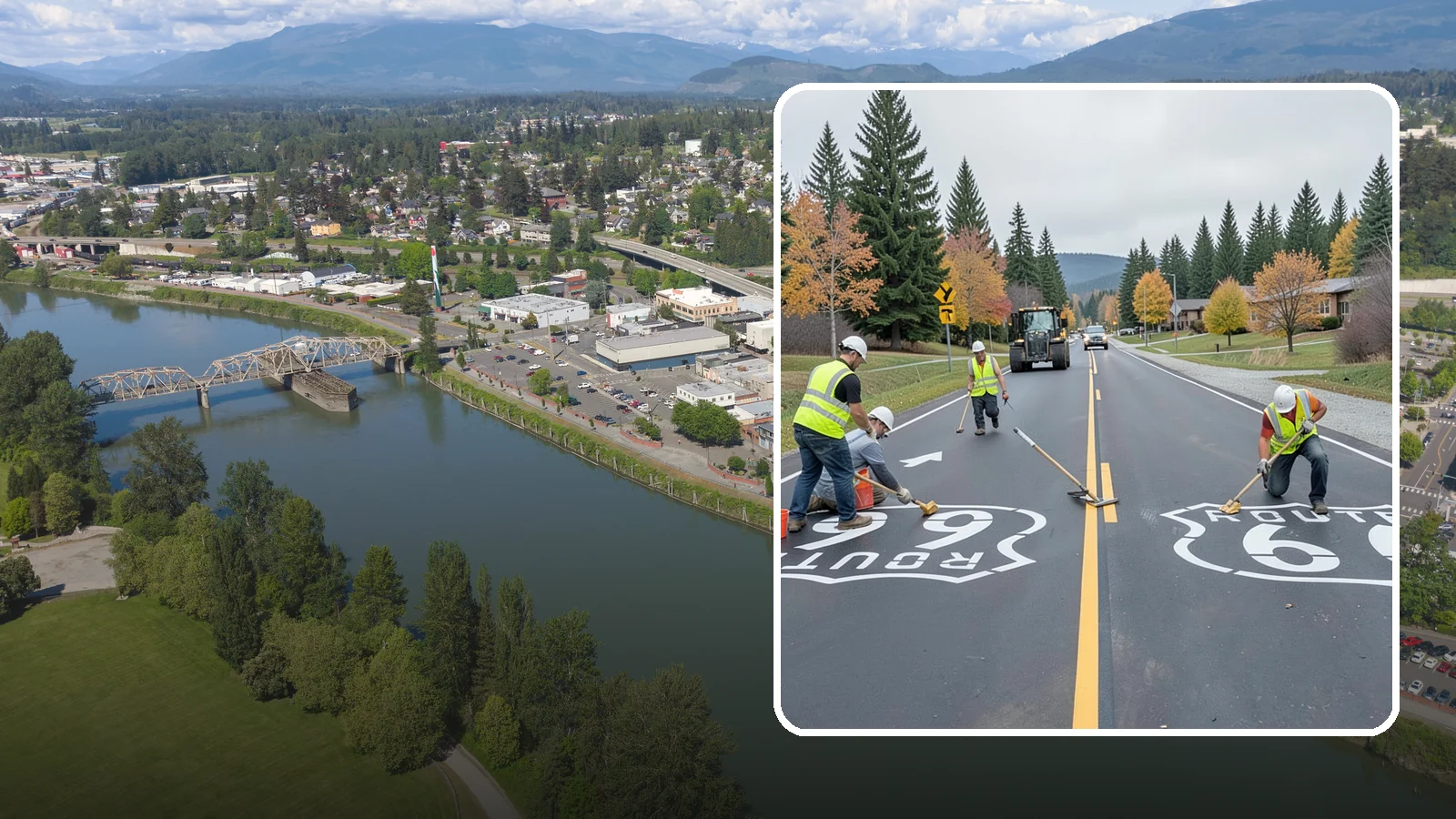Pavement Legend Marking in Mount Vernon, Skagit County, WA - Layout and application of pavement legends, arrows, and symbols to guide traffic and reinforce roadway regulations.