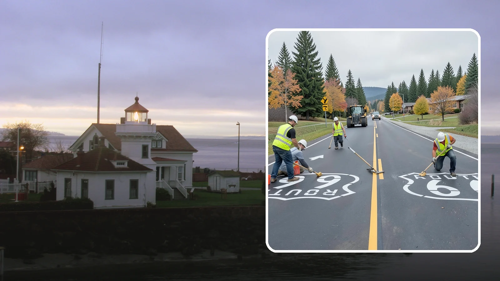 Pavement Legend Marking in Mukilteo, Snohomish County, WA - Layout and application of pavement legends, arrows, and symbols to guide traffic and reinforce roadway regulations.