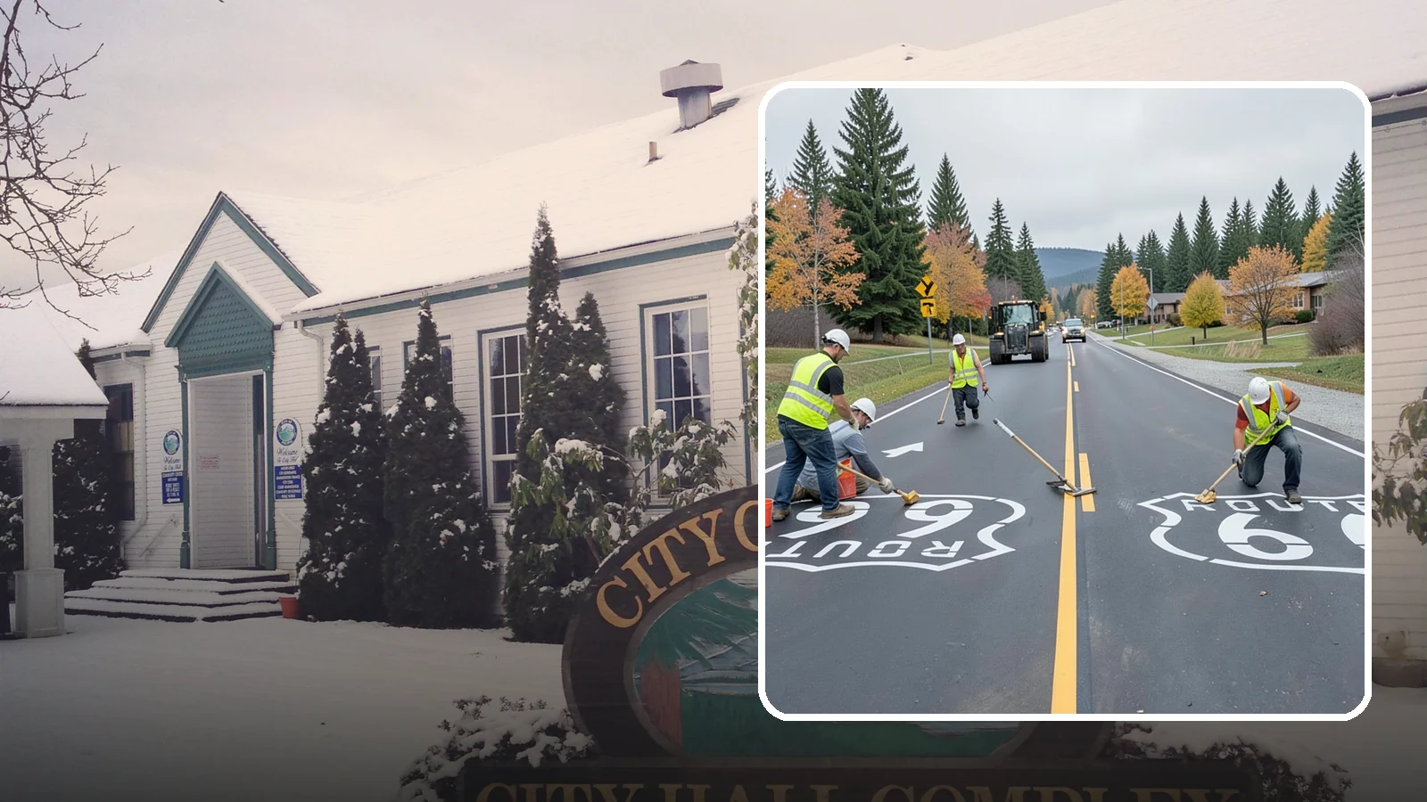 Pavement Legend Marking in Pacific, King County, WA - Layout and application of pavement legends, arrows, and symbols to guide traffic and reinforce roadway regulations.