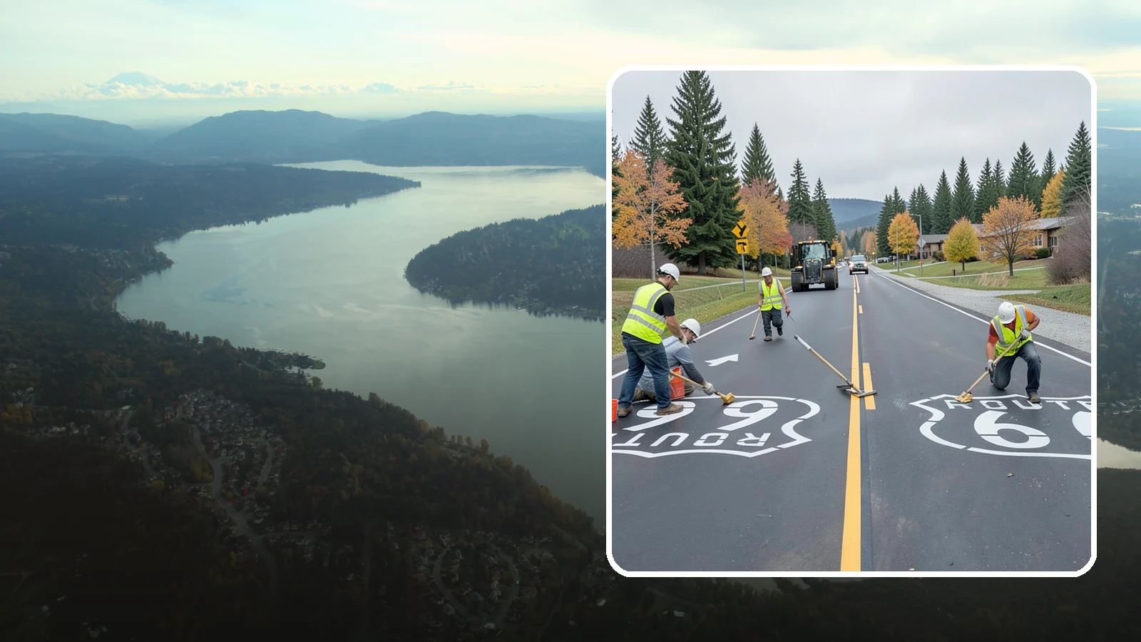 Pavement Legend Marking in Sammamish, King County, WA - Layout and application of pavement legends, arrows, and symbols to guide traffic and reinforce roadway regulations.