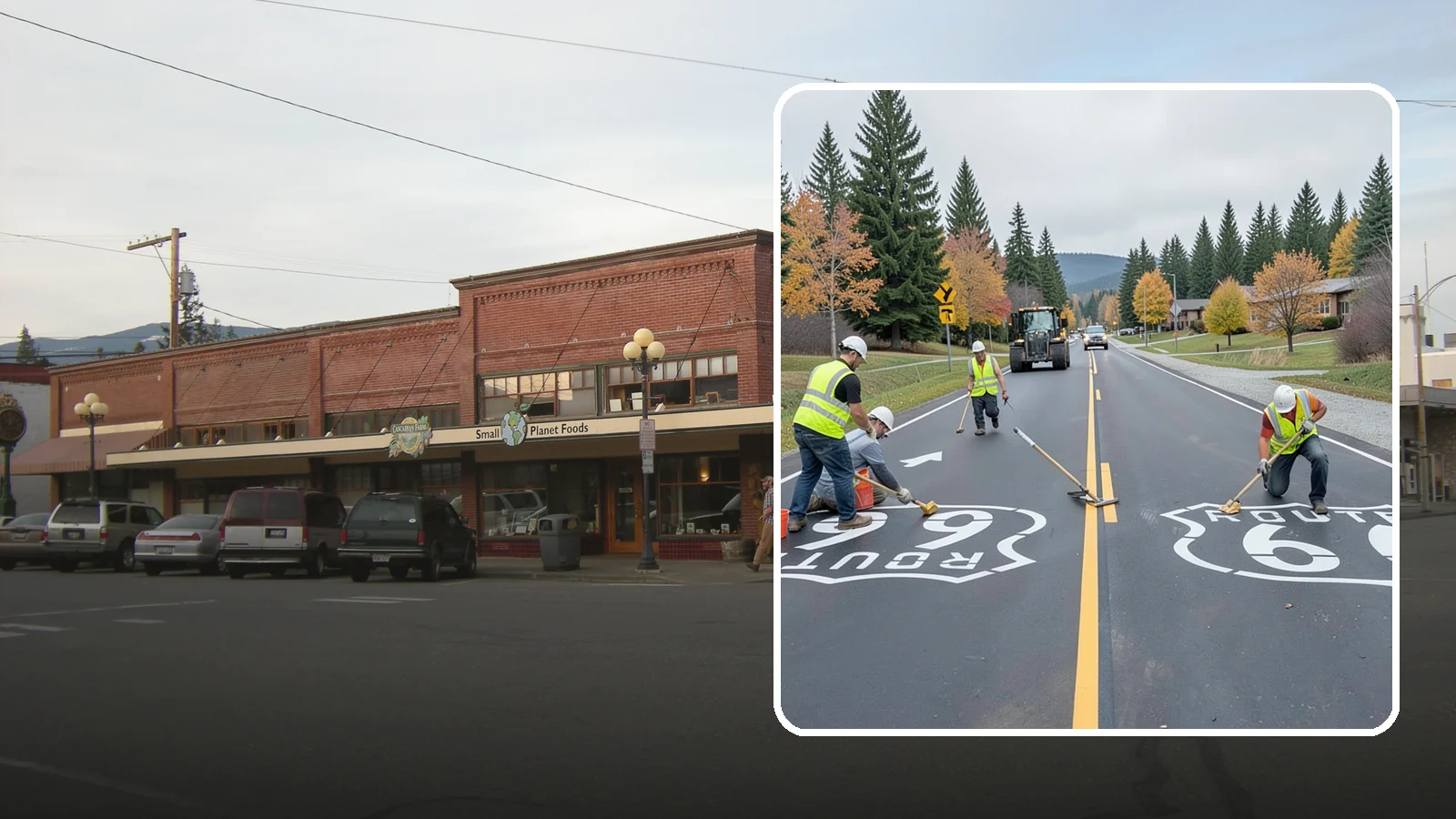 Pavement Legend Marking in Sedro-Woolley, Skagit County, WA - Layout and application of pavement legends, arrows, and symbols to guide traffic and reinforce roadway regulations.