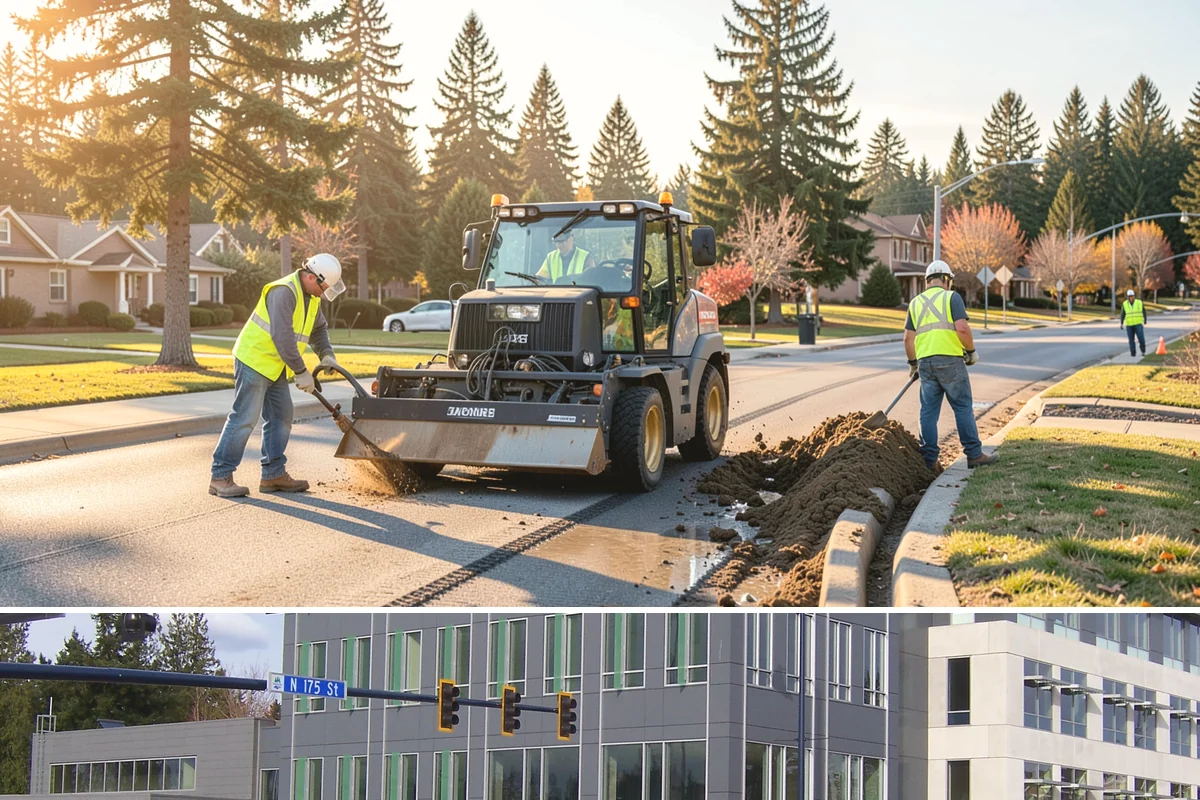 Pavement Legend Marking in Shoreline, King County, WA - Legend application follows the same warm, dry seasonal window as other markings, concentrated from late spring into early fall.