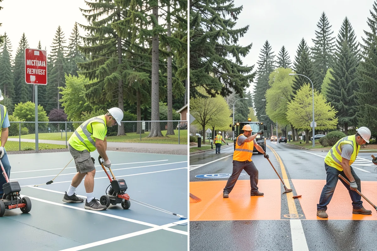Pavement Legend Marking in Tukwila, King County, WA - Confirm legend types, placement, and material with staff
