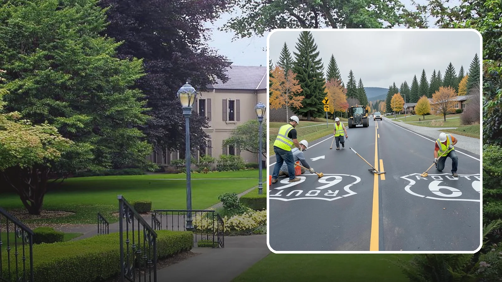 Pavement Legend Marking in Woodinville, King County, WA - Layout and application of pavement legends, arrows, and symbols to guide traffic and reinforce roadway regulations.