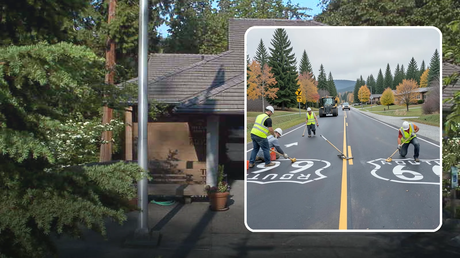 Pavement Legend Marking in Yarrow Point, King County, WA - Layout and application of pavement legends, arrows, and symbols to guide traffic and reinforce roadway regulations.