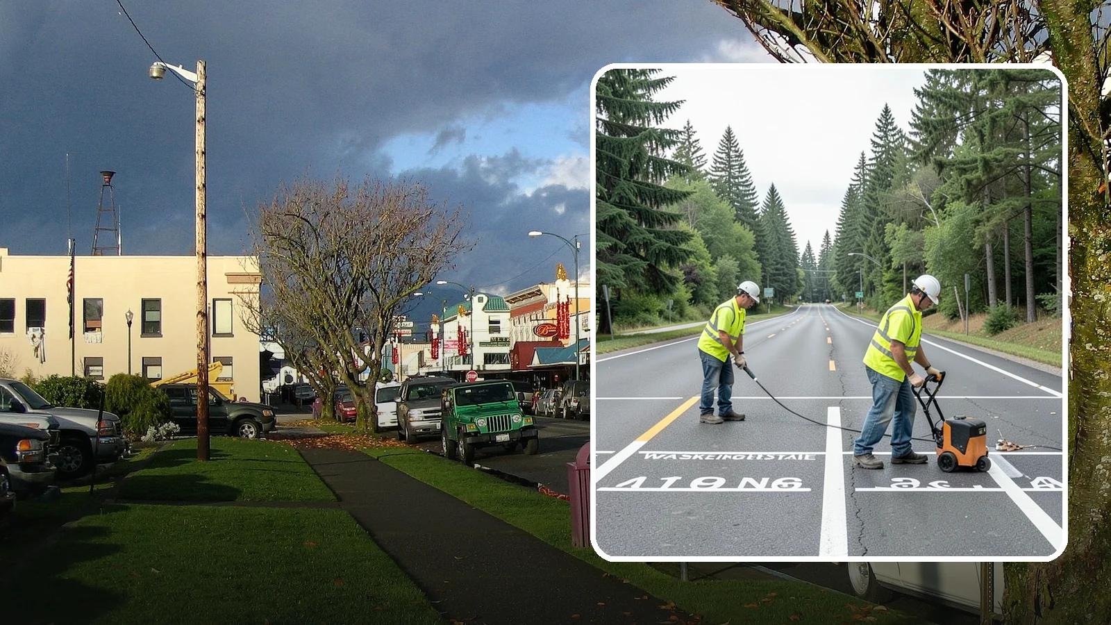 Pavement Marking in Arlington, Snohomish County, WA - Durable pavement markings restore lane lines, legends, and symbols to MUTCD standards on public roadways.