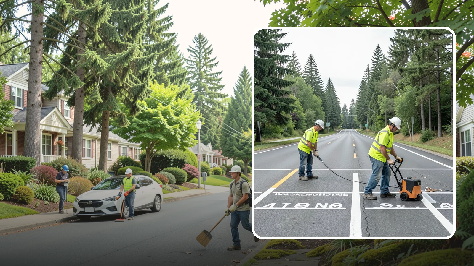 Pavement Marking in Beaux Arts Village, King County, WA - Durable pavement markings restore lane lines, legends, and symbols to MUTCD standards on public roadways.