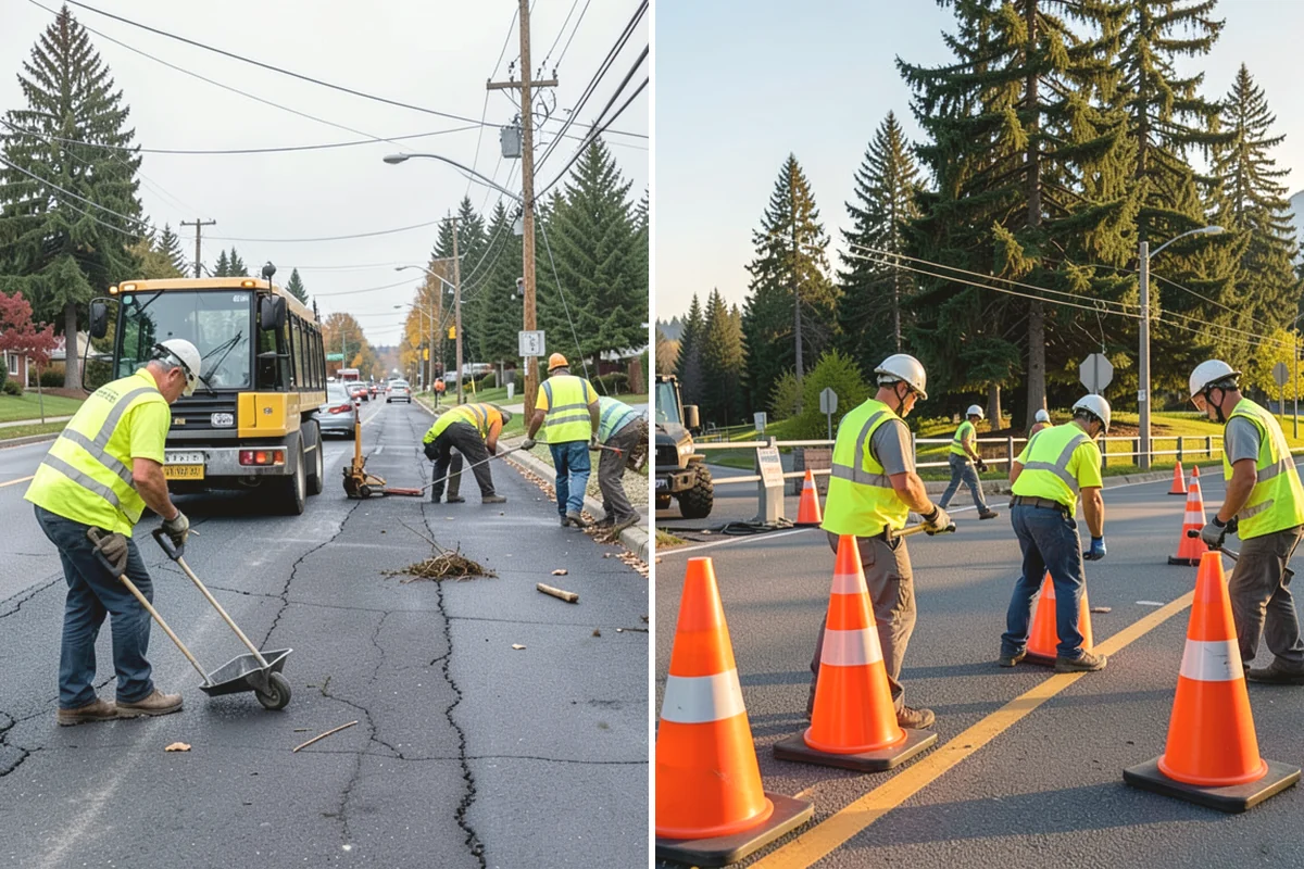 Pavement Marking in Covington, King County, WA - Verify layout against plans and existing markings