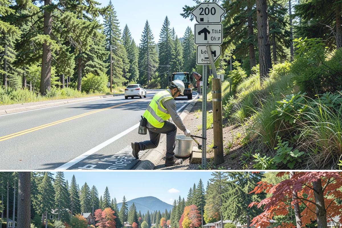 Pavement Marking in Covington, King County, WA - Application concentrates in the dry summer window when pavement temperatures and moisture levels allow proper bonding.