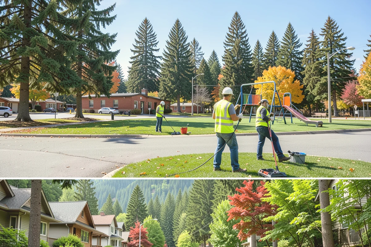 Pavement Marking in Darrington, Snohomish County, WA - Application concentrates in the dry summer window when pavement temperatures and moisture levels allow proper bonding.