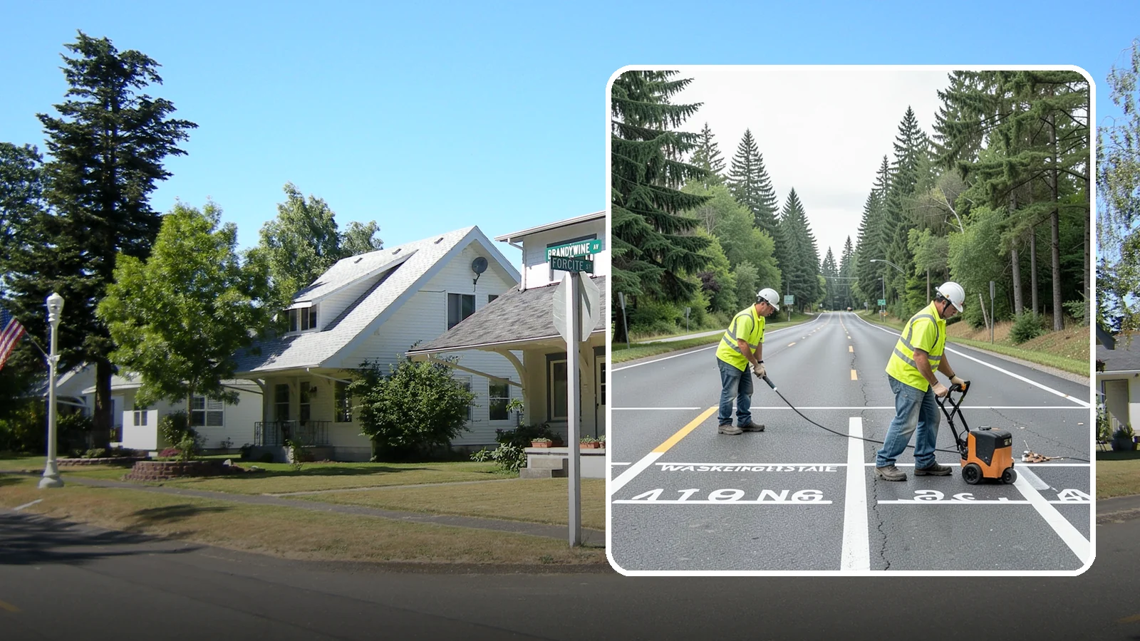 Pavement Marking in DuPont, Pierce County, WA - Durable pavement markings restore lane lines, legends, and symbols to MUTCD standards on public roadways.