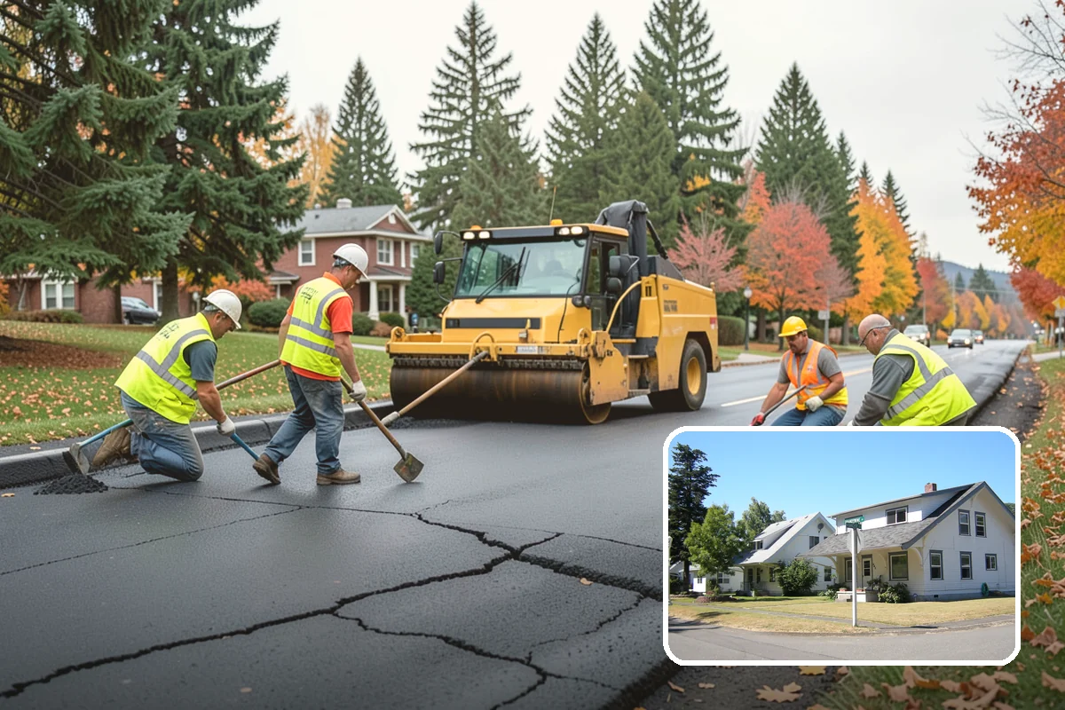 Pavement Marking in DuPont, Pierce County, WA - Markings compliant with MUTCD and WSDOT standards