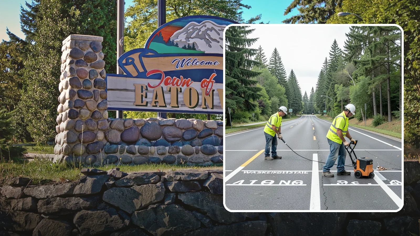 Pavement Marking in Eatonville, Pierce County, WA - Durable pavement markings restore lane lines, legends, and symbols to MUTCD standards on public roadways.