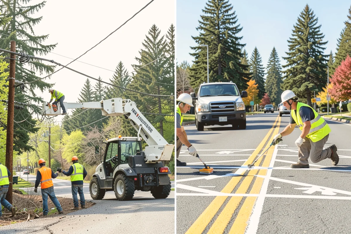 Pavement Marking in Eatonville, Pierce County, WA - Verify layout against plans and existing markings
