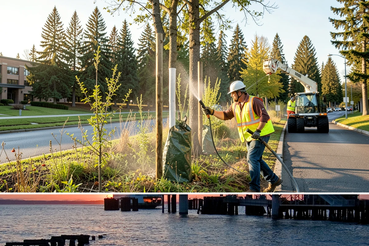 Pavement Marking in Edmonds, Snohomish County, WA - Application concentrates in the dry summer window when pavement temperatures and moisture levels allow proper bonding.