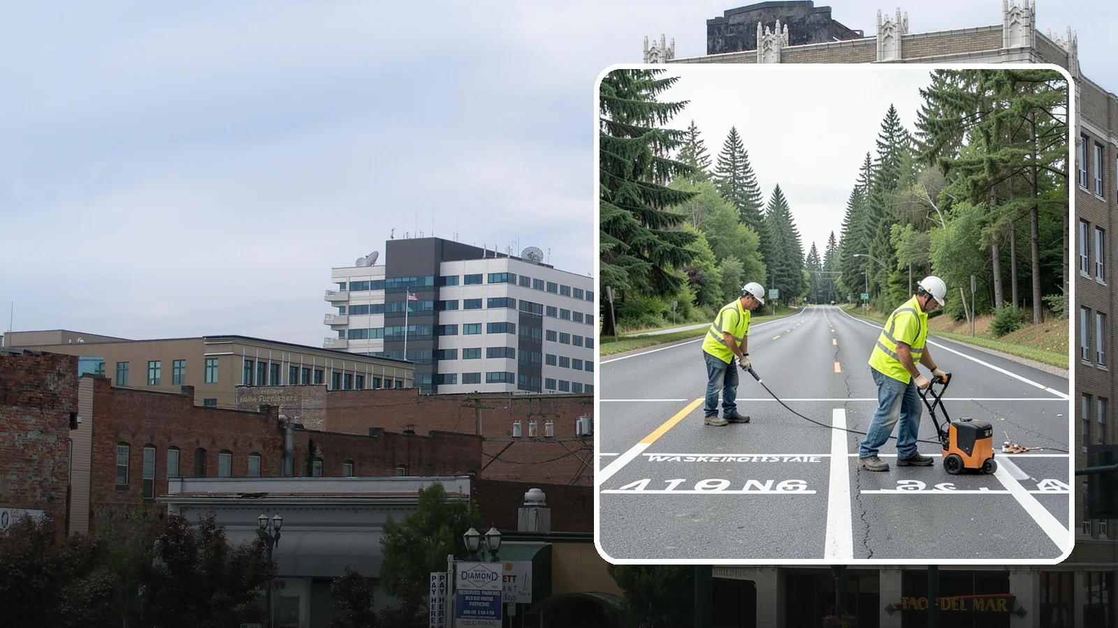 Pavement Marking in Everett, Snohomish County, WA - Durable pavement markings restore lane lines, legends, and symbols to MUTCD standards on public roadways.
