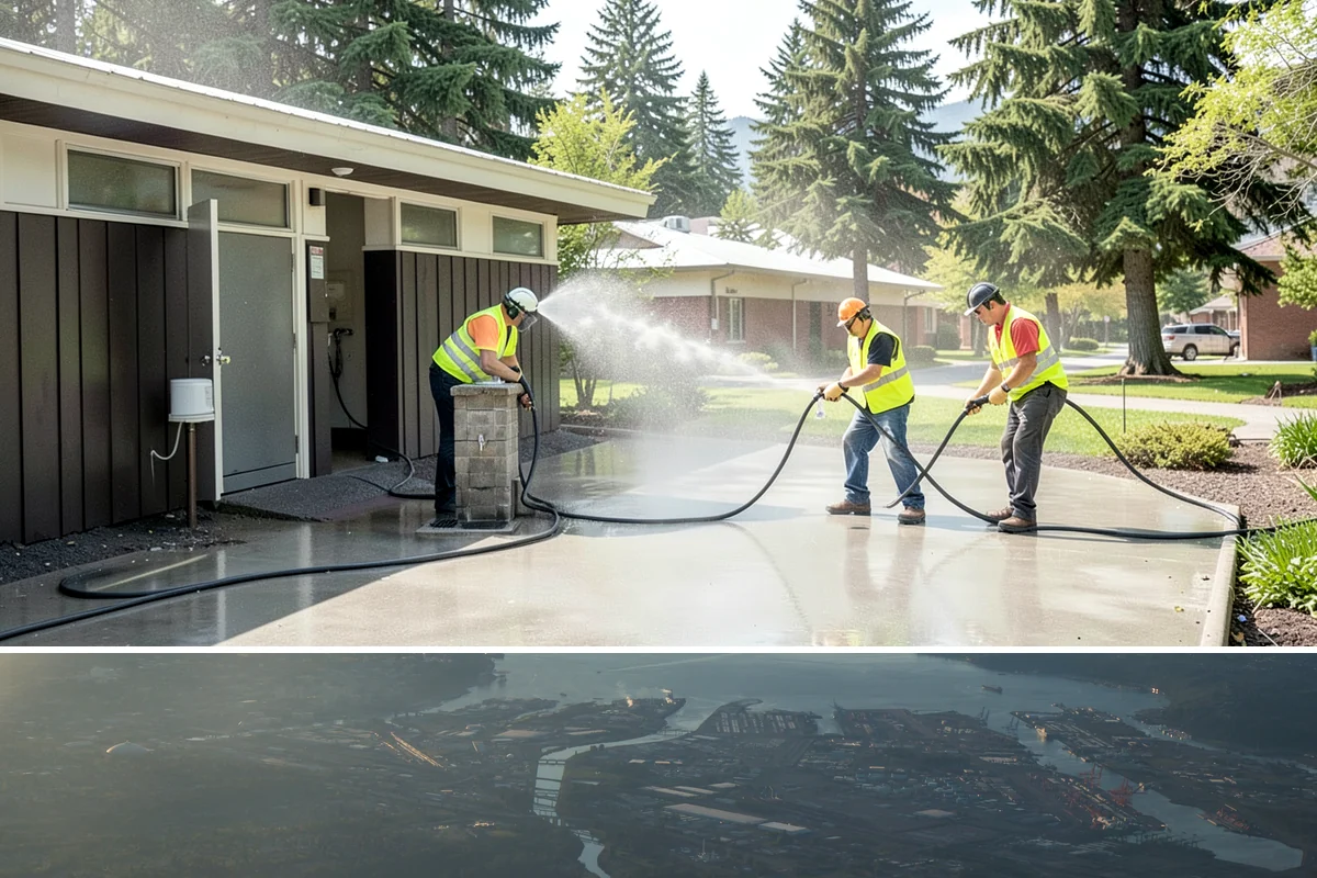 Pavement Marking in Fife, Pierce County, WA - Application concentrates in the dry summer window when pavement temperatures and moisture levels allow proper bonding.