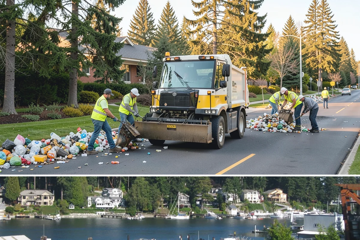 Pavement Marking in Gig Harbor, Pierce County, WA - Application concentrates in the dry summer window when pavement temperatures and moisture levels allow proper bonding.
