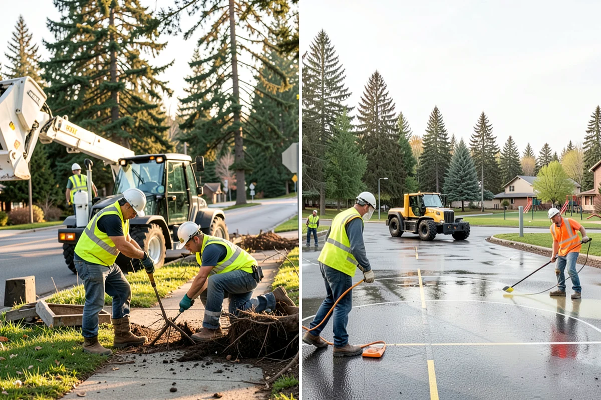 Pavement Marking in Hunts Point, King County, WA - Verify layout against plans and existing markings