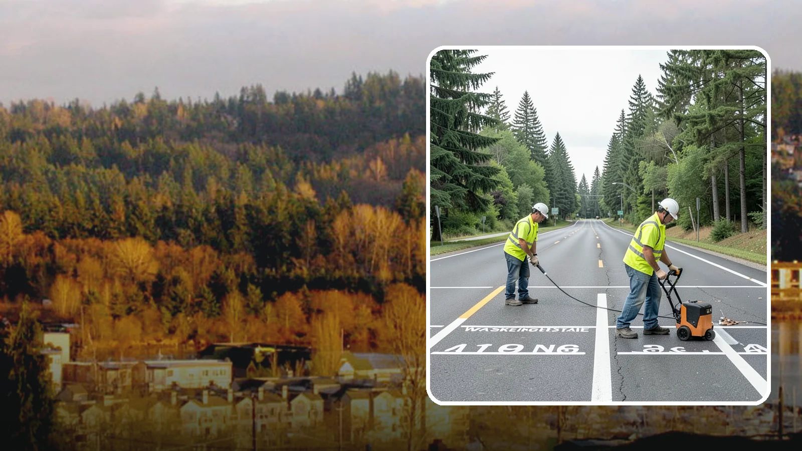Pavement Marking in Kenmore, King County, WA - Durable pavement markings restore lane lines, legends, and symbols to MUTCD standards on public roadways.
