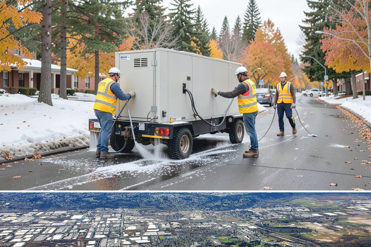 Pavement Marking in Kent, King County, WA - Application concentrates in the dry summer window when pavement temperatures and moisture levels allow proper bonding.