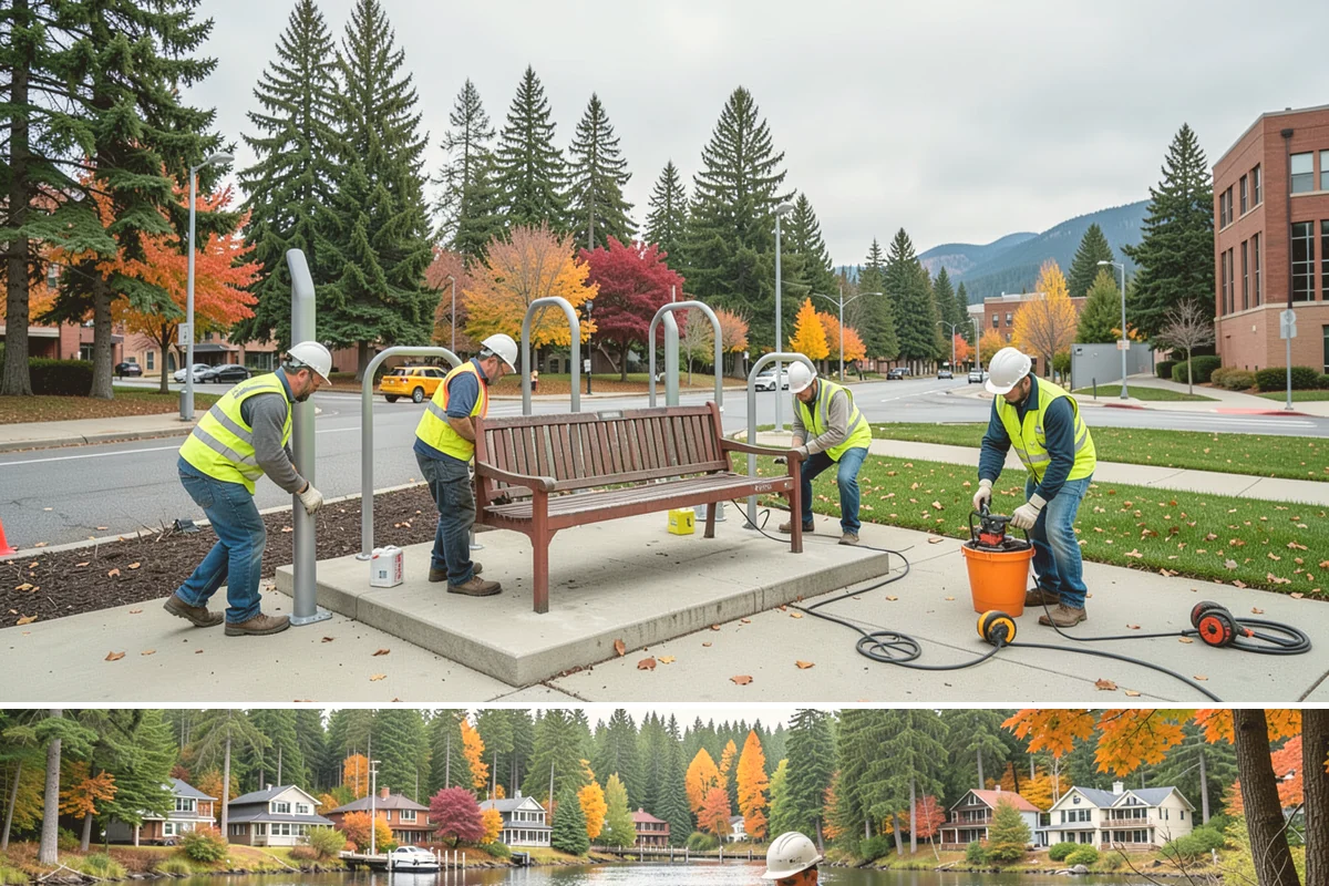 Pavement Marking in La Conner, Skagit County, WA - Application concentrates in the dry summer window when pavement temperatures and moisture levels allow proper bonding.