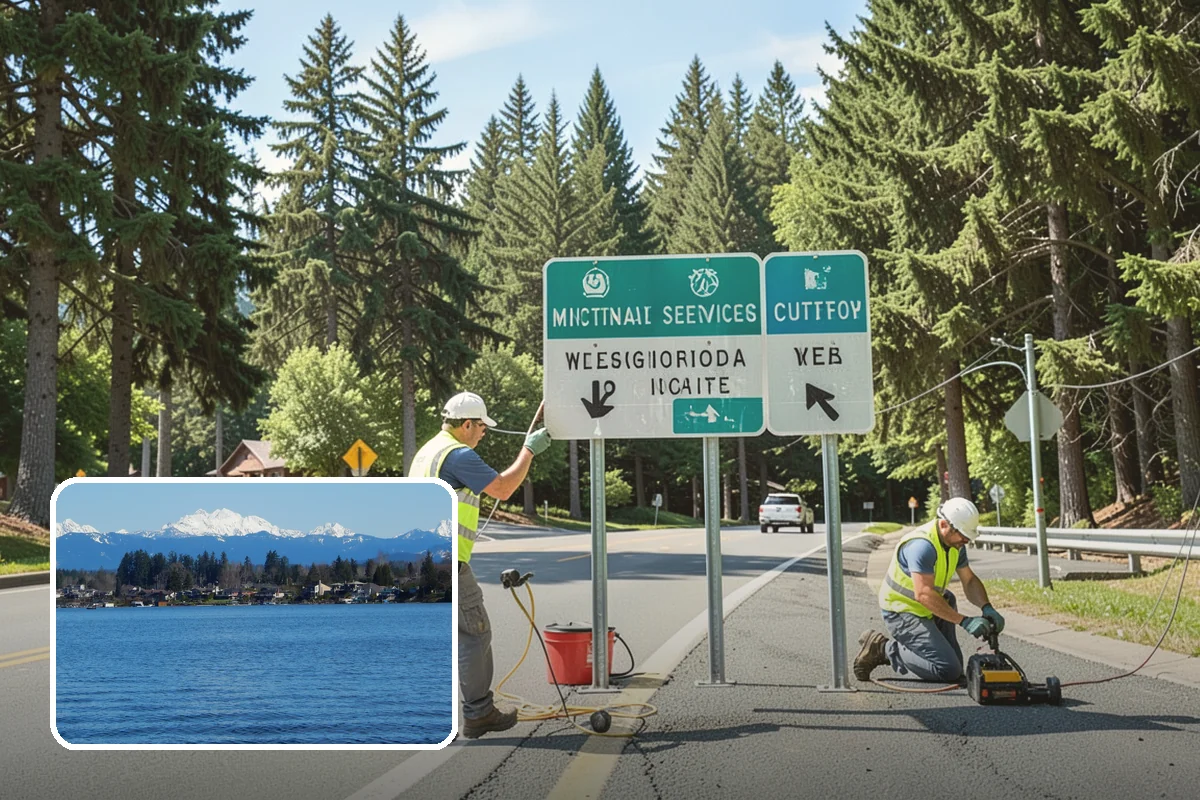 Pavement Marking in Lake Stevens, Snohomish County, WA - Markings compliant with MUTCD and WSDOT standards