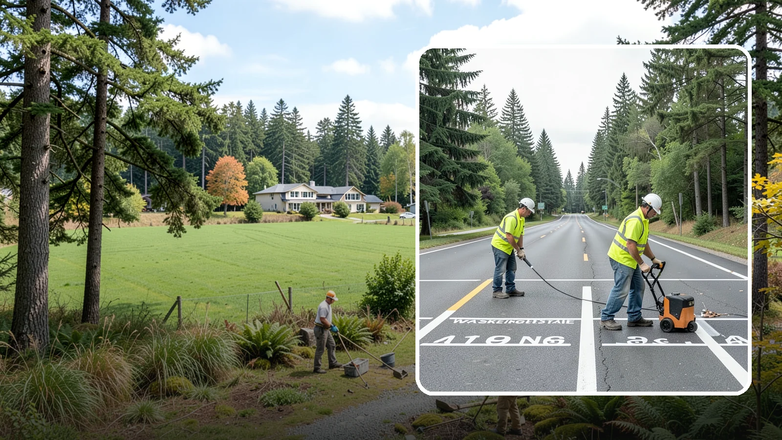 Pavement Marking in Lyman, Skagit County, WA - Durable pavement markings restore lane lines, legends, and symbols to MUTCD standards on public roadways.