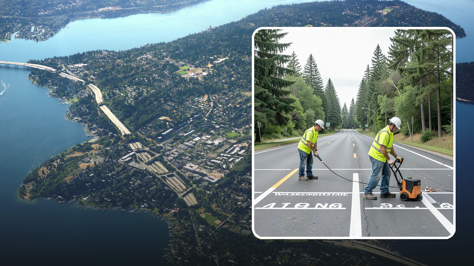 Pavement Marking in Mercer Island, King County, WA - Durable pavement markings restore lane lines, legends, and symbols to MUTCD standards on public roadways.