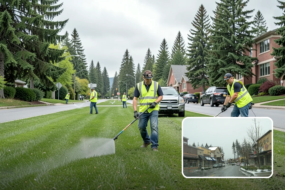 Pavement Marking in Mill Creek, Snohomish County, WA - Markings compliant with MUTCD and WSDOT standards