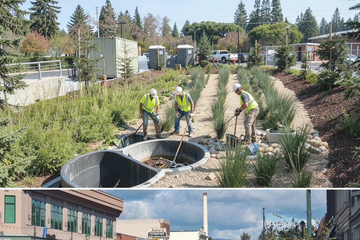 Pavement Marking in Monroe, Snohomish County, WA - Application concentrates in the dry summer window when pavement temperatures and moisture levels allow proper bonding.