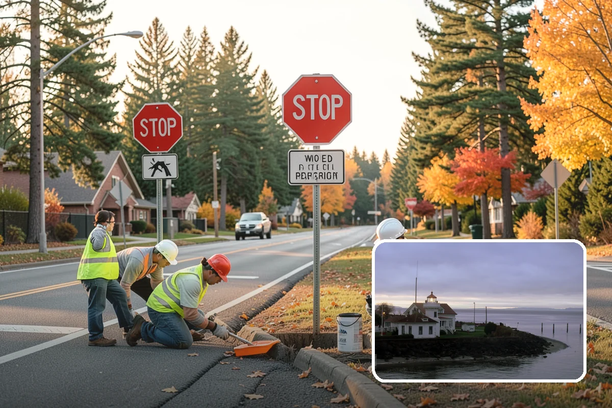 Pavement Marking in Mukilteo, Snohomish County, WA - Markings compliant with MUTCD and WSDOT standards