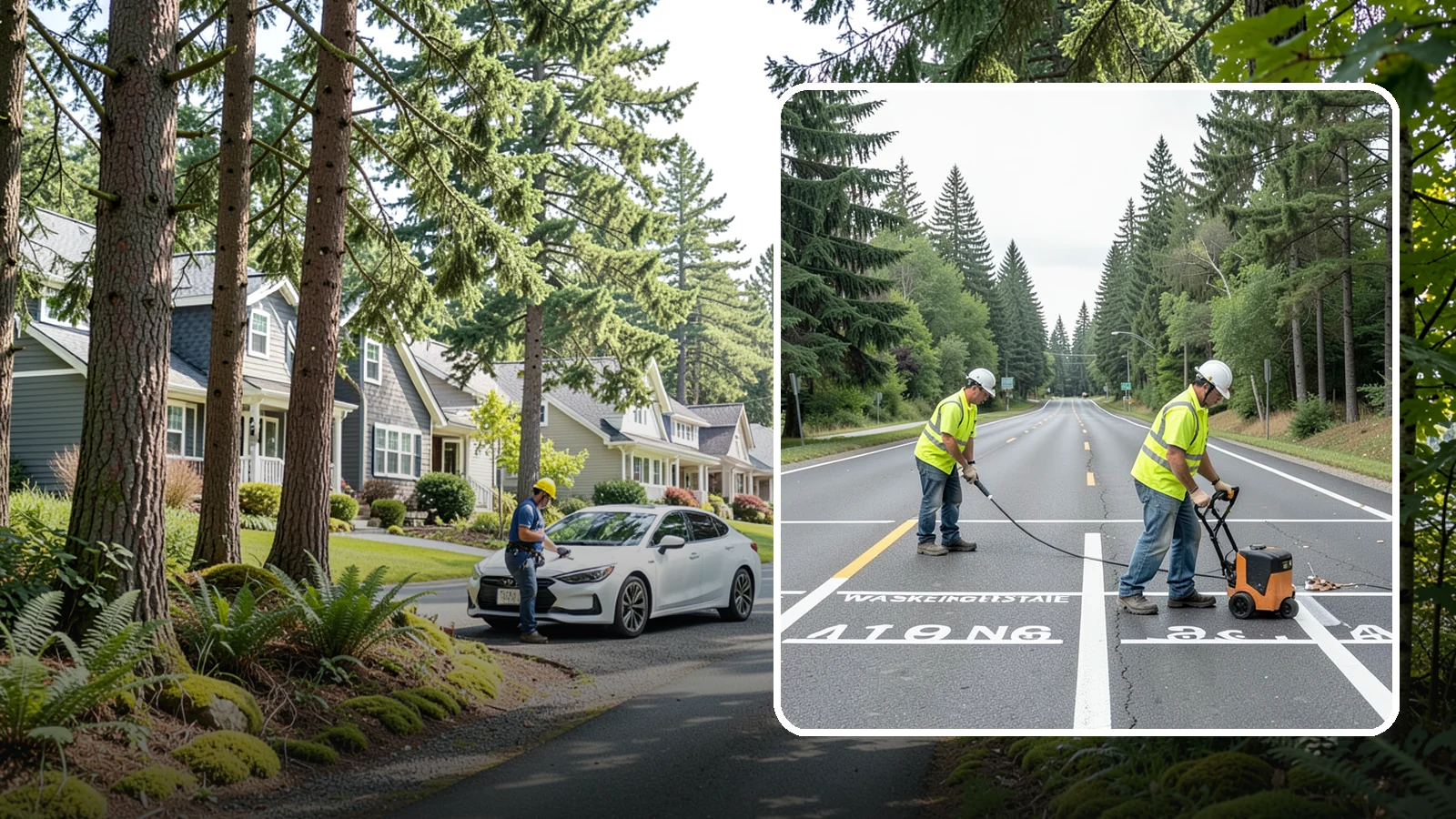 Pavement Marking in Normandy Park, King County, WA - Durable pavement markings restore lane lines, legends, and symbols to MUTCD standards on public roadways.