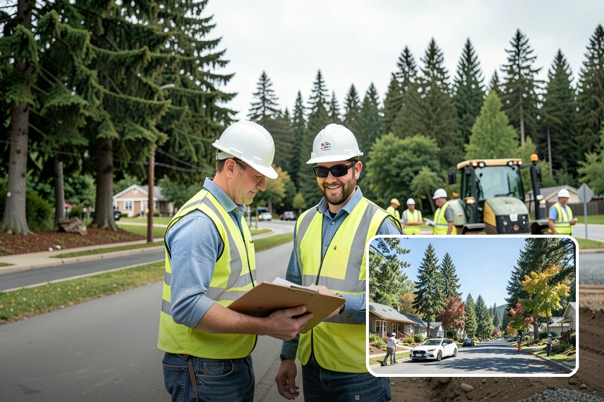 Pavement Marking in Orting, Pierce County, WA - Markings compliant with MUTCD and WSDOT standards