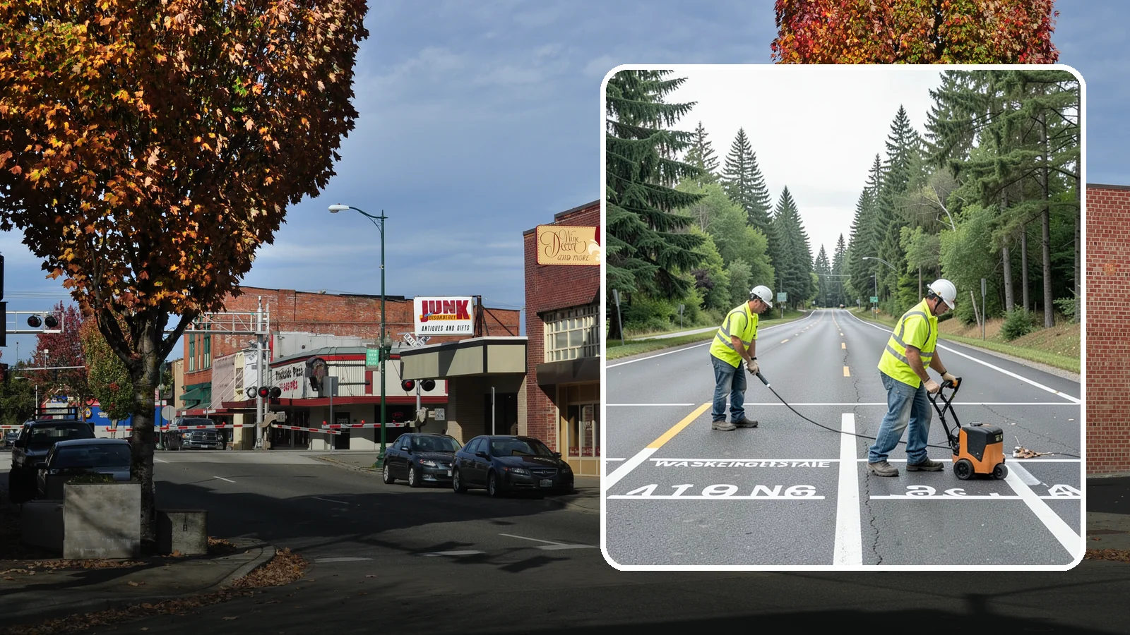Pavement Marking in Puyallup, Pierce County, WA - Durable pavement markings restore lane lines, legends, and symbols to MUTCD standards on public roadways.