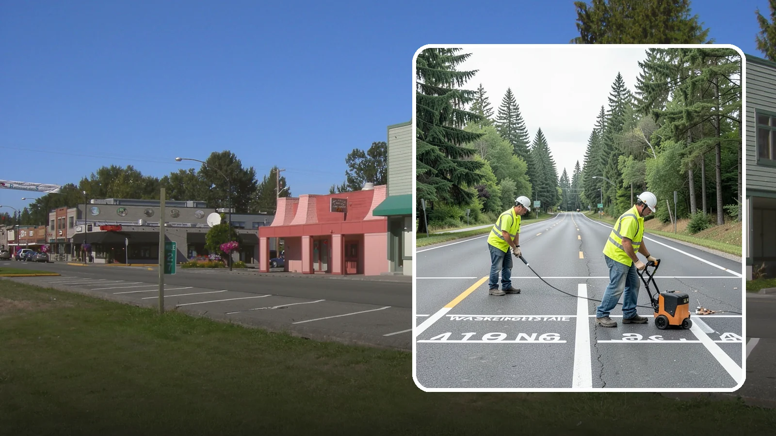 Pavement Marking in Snoqualmie, King County, WA - Durable pavement markings restore lane lines, legends, and symbols to MUTCD standards on public roadways.