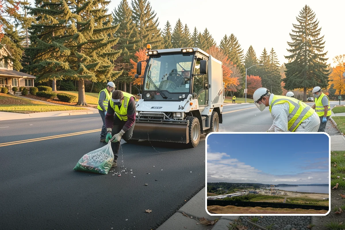Pavement Marking in University Place, Pierce County, WA - Markings compliant with MUTCD and WSDOT standards