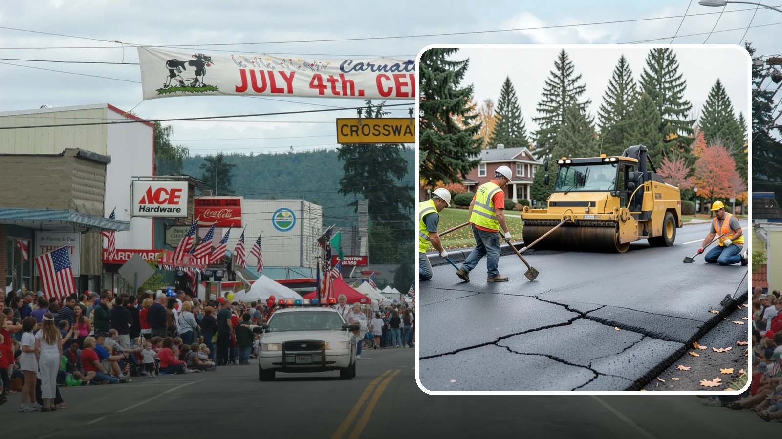 Pavement Repair in Carnation, King County, WA - Comprehensive pavement repair addressing base failures, alligator cracking, and structural deterioration.
