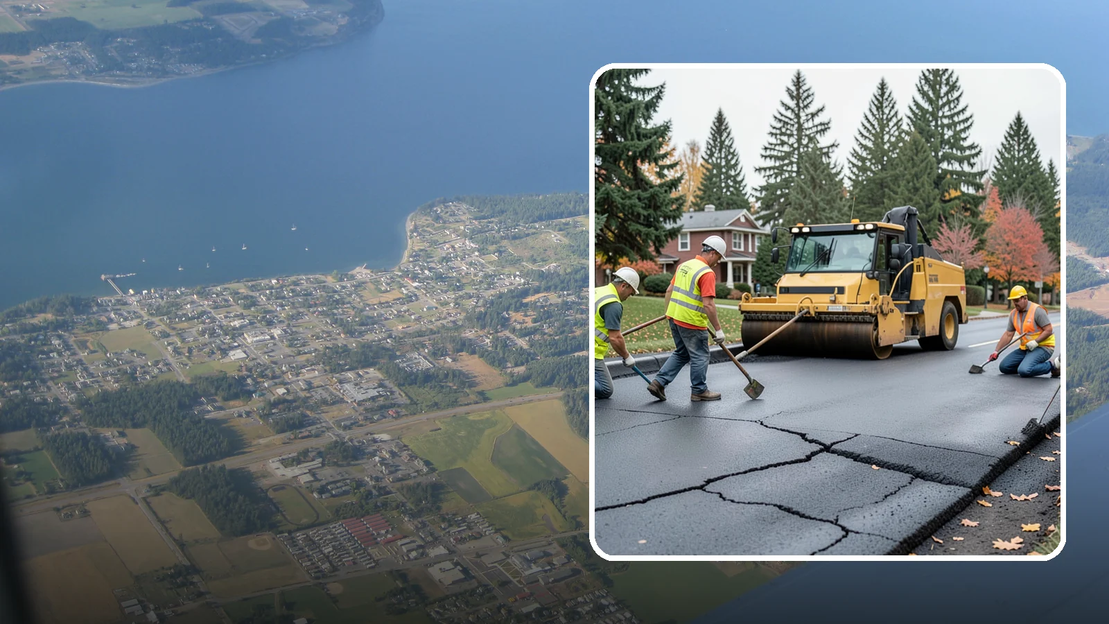 Pavement Repair in Coupeville, Island County, WA - Comprehensive pavement repair addressing base failures, alligator cracking, and structural deterioration.
