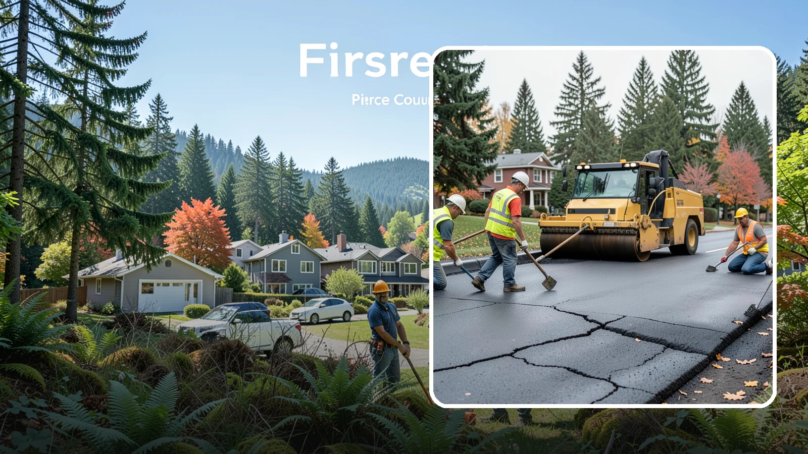 Pavement Repair in Fircrest, Pierce County, WA - Comprehensive pavement repair addressing base failures, alligator cracking, and structural deterioration.