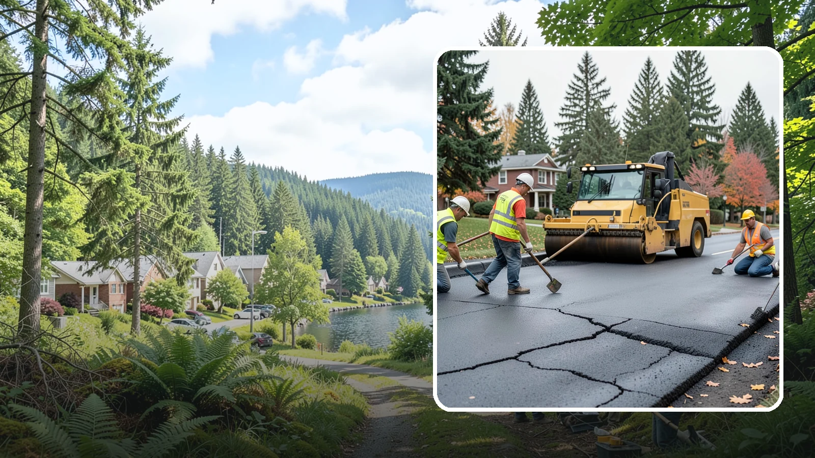 Pavement Repair in Lake Forest Park, King County, WA - Comprehensive pavement repair addressing base failures, alligator cracking, and structural deterioration.