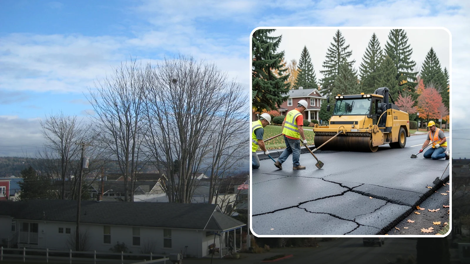 Pavement Repair in Langley, Island County, WA - Comprehensive pavement repair addressing base failures, alligator cracking, and structural deterioration.