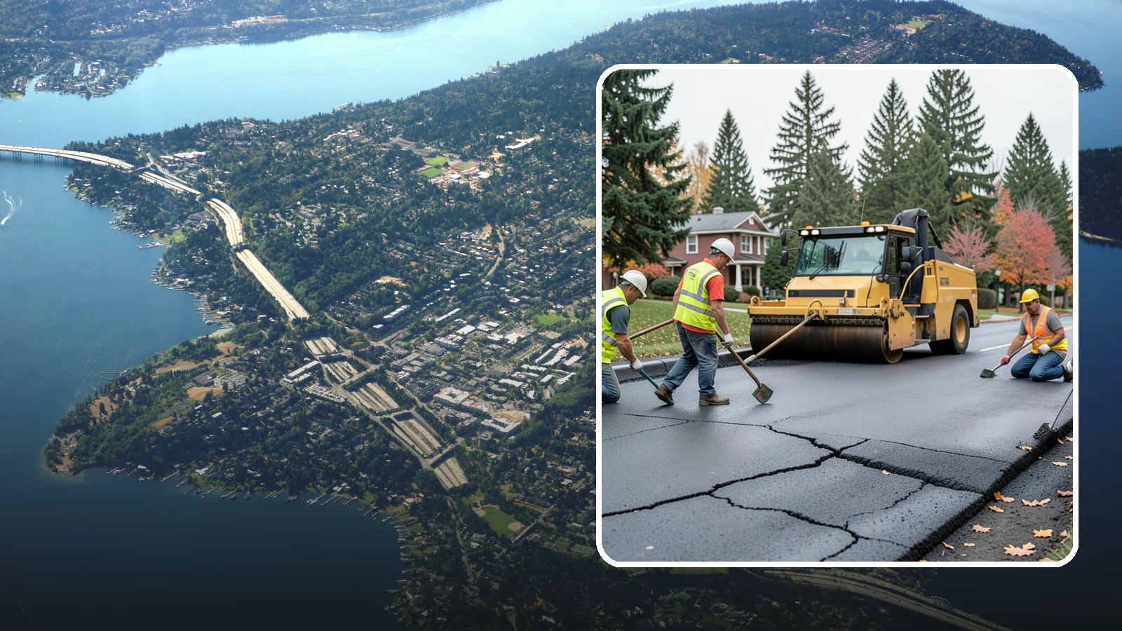Pavement Repair in Mercer Island, King County, WA - Comprehensive pavement repair addressing base failures, alligator cracking, and structural deterioration.