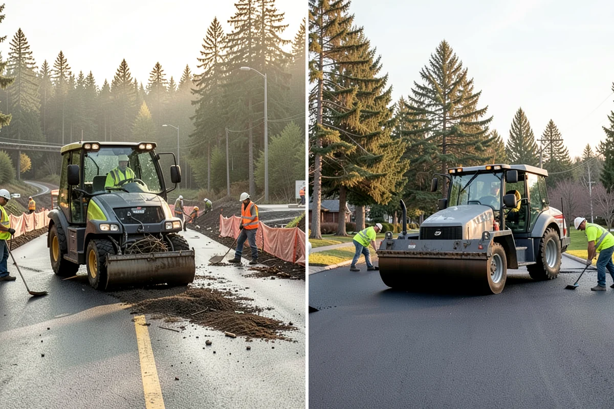Pavement Repair in Pacific, King County, WA - Diagnose the failure mode and mark the limits