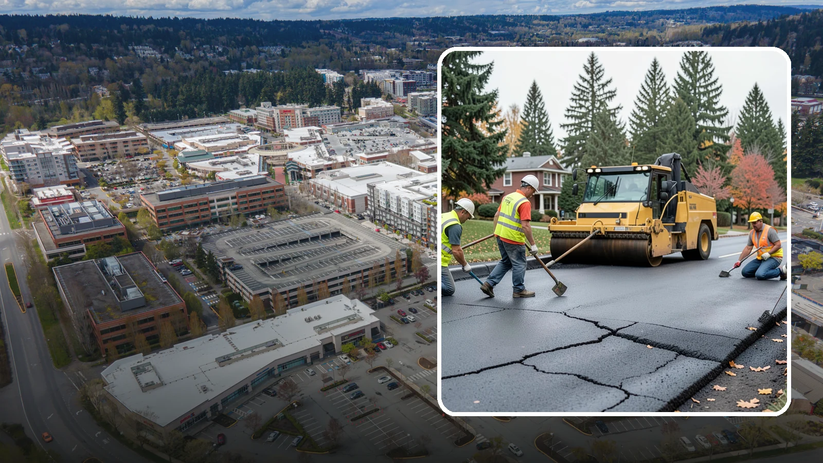 Pavement Repair in Redmond, King County, WA - Comprehensive pavement repair addressing base failures, alligator cracking, and structural deterioration.