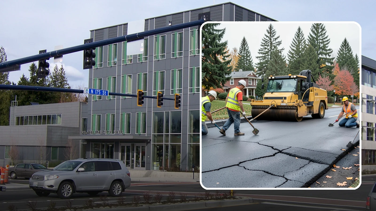 Pavement Repair in Shoreline, King County, WA - Comprehensive pavement repair addressing base failures, alligator cracking, and structural deterioration.
