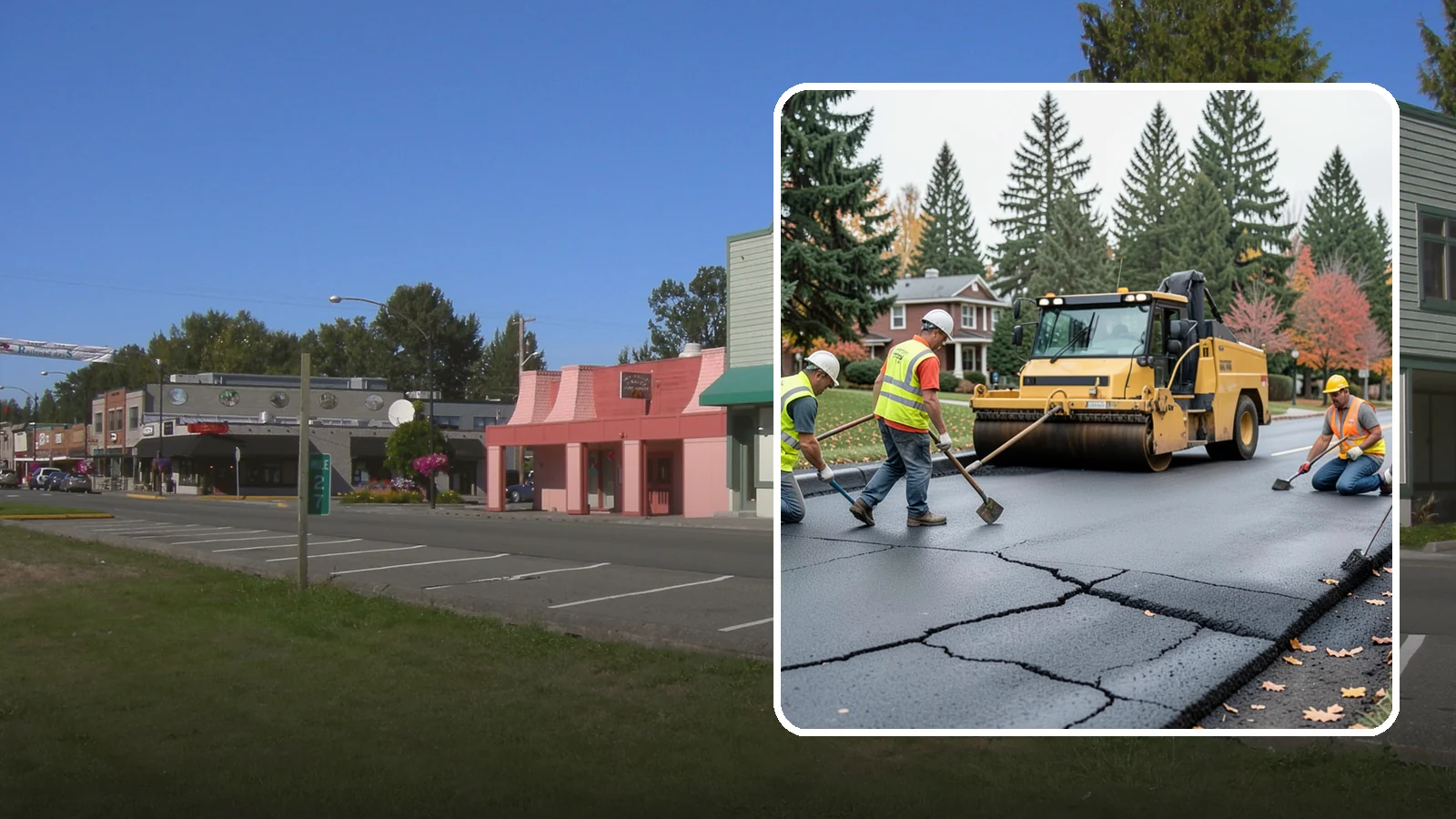 Pavement Repair in Snoqualmie, King County, WA - Comprehensive pavement repair addressing base failures, alligator cracking, and structural deterioration.