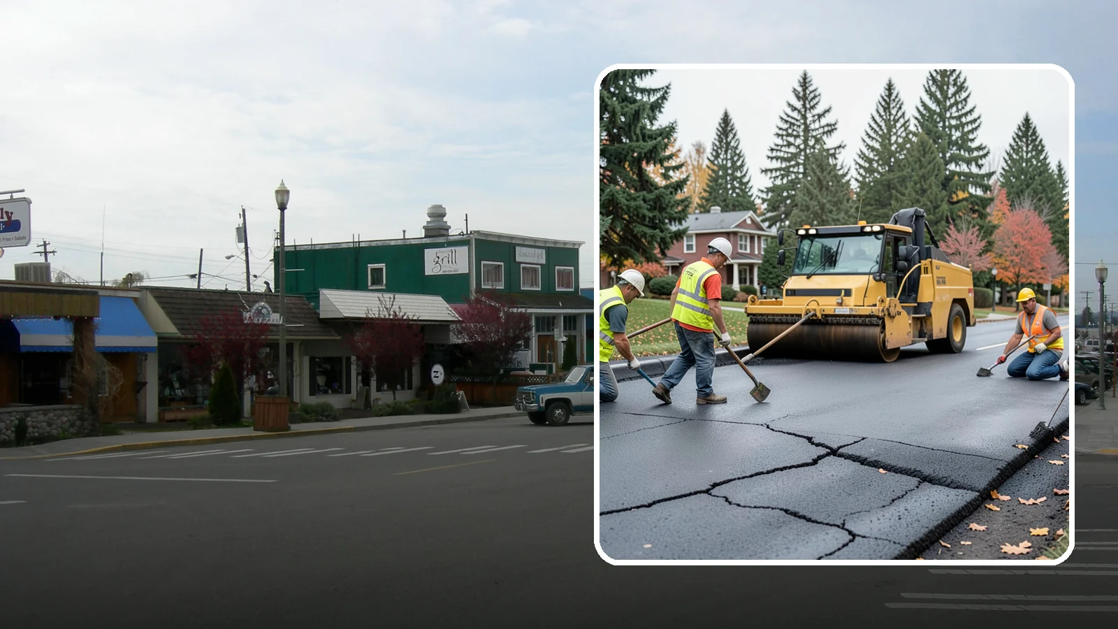 Pavement Repair in Stanwood, Snohomish County, WA - Comprehensive pavement repair addressing base failures, alligator cracking, and structural deterioration.