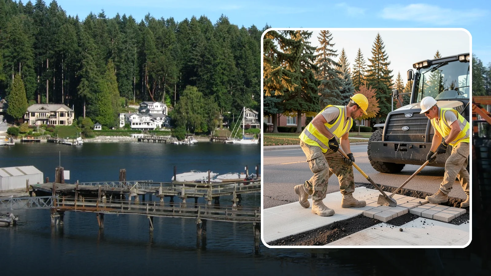 Paver Repairs in Gig Harbor, Pierce County, WA - We reset settled, heaved, and displaced pavers in plazas, walkways, and crosswalks to restore a safe, level surface.